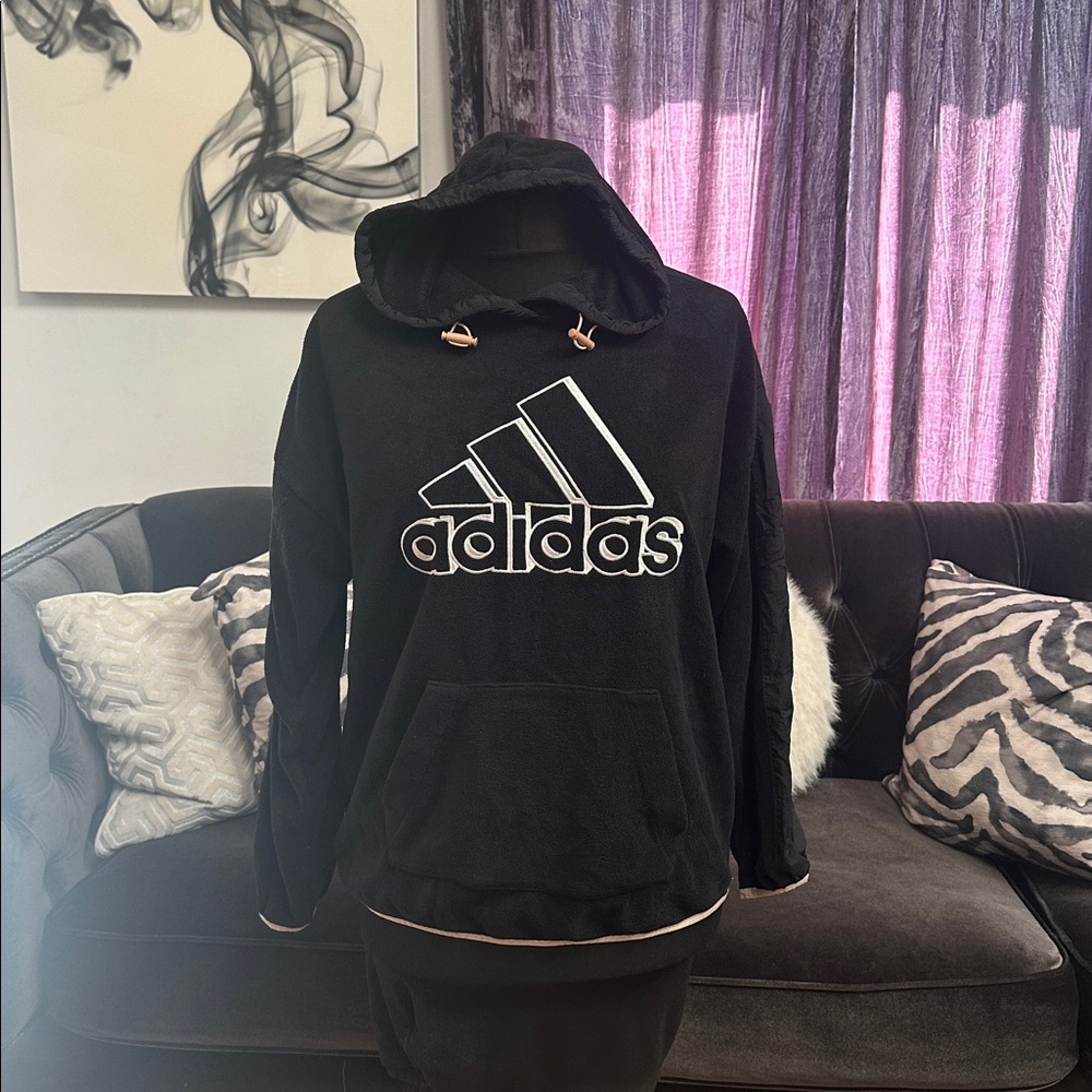 Adidas Black Fleece Hoodie with Bold Logo